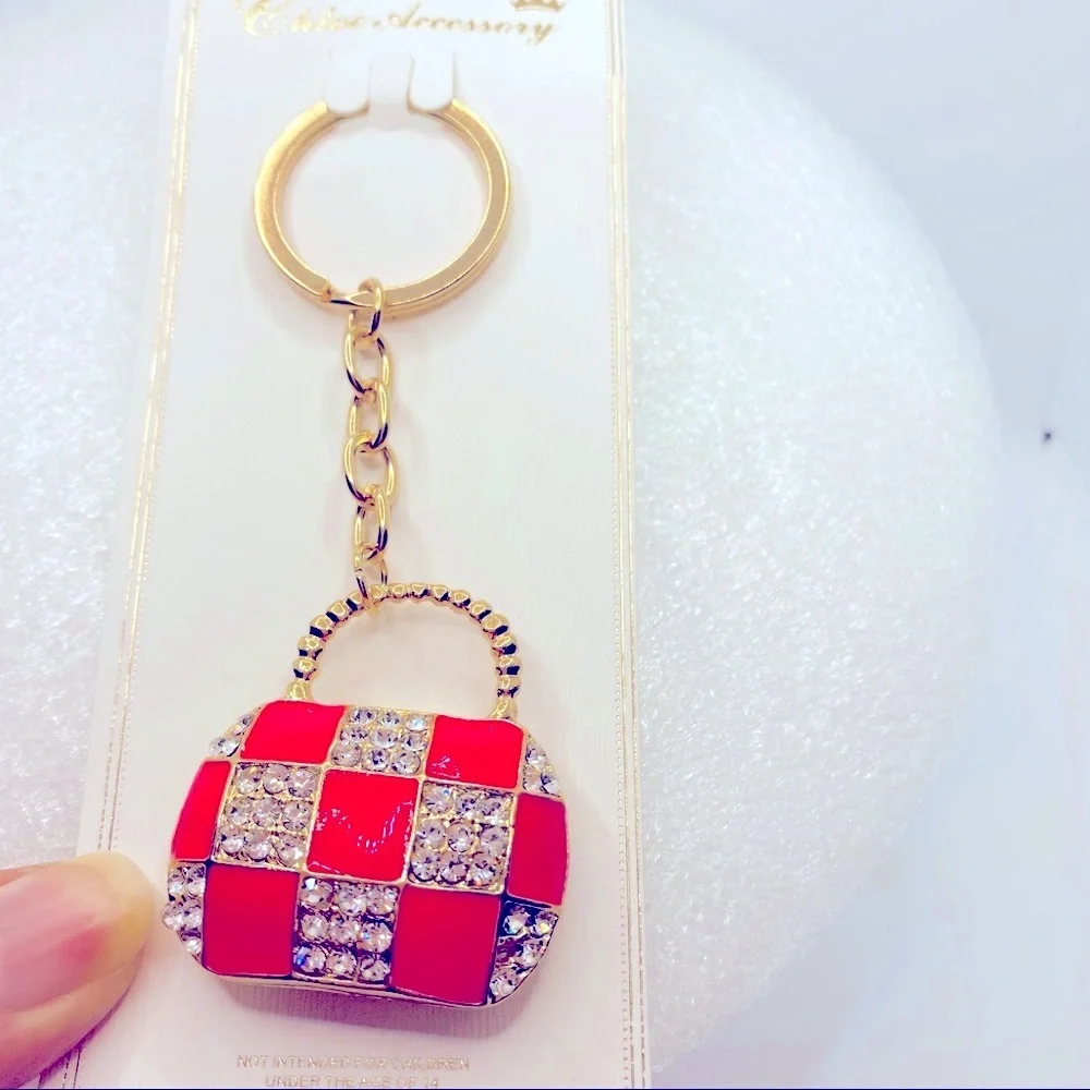 NWT Purse Charm Key Chain Crystal Purse with Golden